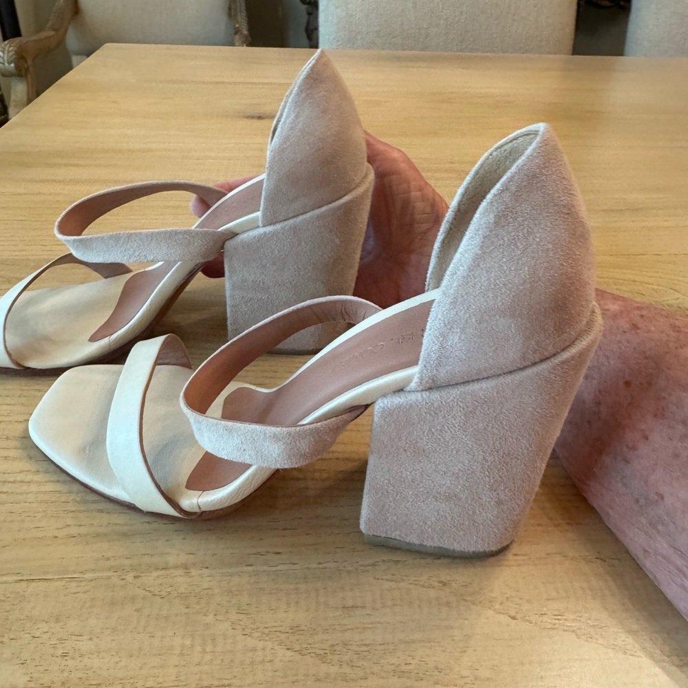 Rachel Comey Tan Suede Block Heel Sandals